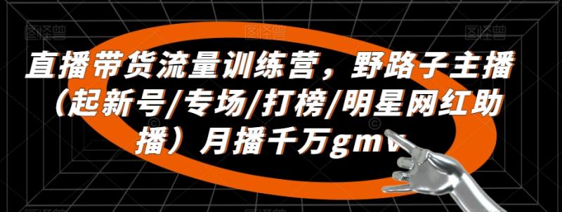 直播带货流量训练营，野路子主播（起新号/专场/打榜/明星网红助播）月播千万gmv